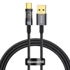 Εικόνα της Καλώδιο Baseus Explorer Auto Power-Off USB-A to USB-C Braided 100W 1m Black CATS000201