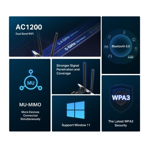 Εικόνα της Mercusys MA30E Wi-Fi Bluetooth 5.0 PCIe Adapter AC1200