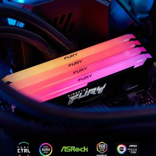 Εικόνα της Ram Kingston Fury Beast RGB 16GB DDR4-3200MHz CL16 Black KF432C16BB2A/16