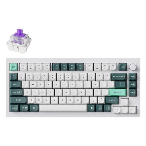 Εικόνα της Πληκτρολόγιο Keychron Q1 HE QMK 75% Wireless Magnetic Purple Switches (US) Shell White Q1H-P1