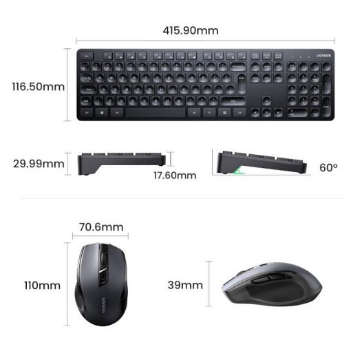 Εικόνα της Πληκτρολόγιο-Ποντίκι Ugreen MK006 Wireless Black US 15659