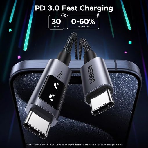 Εικόνα της Καλώδιο Ugreen L509 USB-C to USB-C 100W 3m Black/Gray 35513