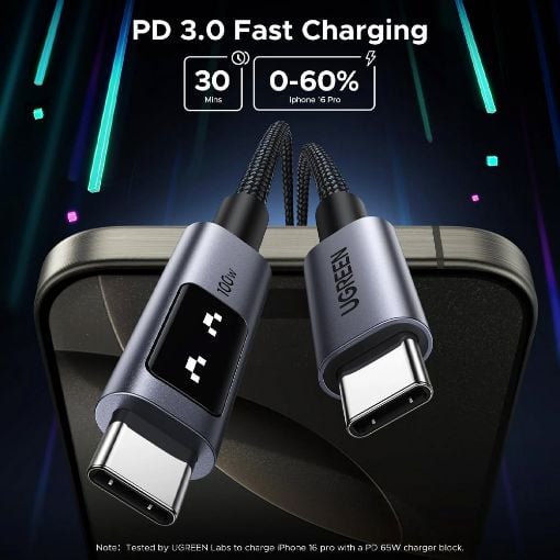 Εικόνα της Καλώδιο Ugreen L509 USB-C to USB-C 100W 2m Black/Gray 35512