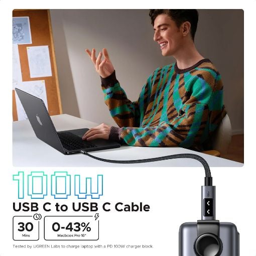 Εικόνα της Καλώδιο Ugreen L509 USB-C to USB-C 100W 2m Black/Gray 35512