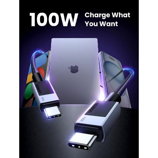 Εικόνα της Καλώδιο Ugreen L512 USB-C to USB-C 100W 3m Black/Gray 45065