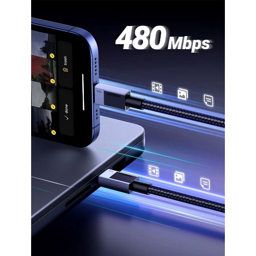 Εικόνα της Καλώδιο Ugreen L512 USB-C to USB-C 100W 3m Black/Gray 45065