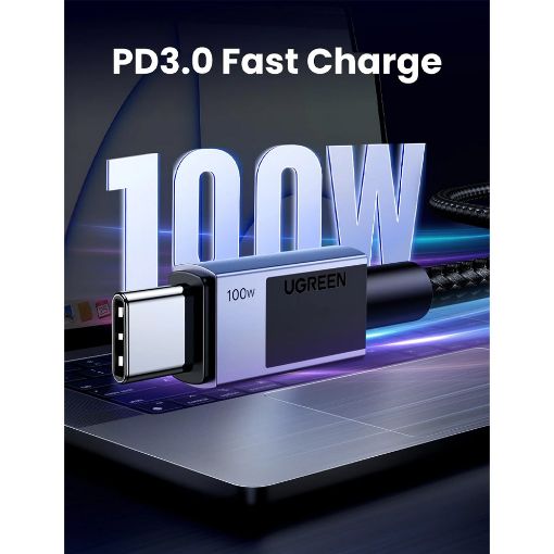 Εικόνα της Καλώδιο Ugreen L512 USB-C to USB-C 100W 3m Black/Gray 45065