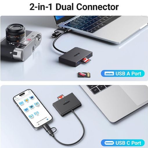 Εικόνα της Docking Station Ugreen CM812 4in1 Card Reader USB-C/USB-A Gray 45167
