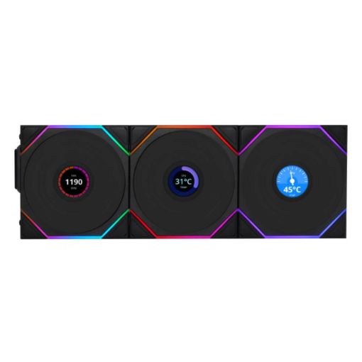 Εικόνα της Case Fan Lian Li UniFan TL Wireless LCD 120 Reverse Black (3-pack with Controller) G99.12RTLLCD1W3B.00