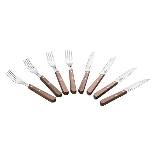 Εικόνα της Σετ Μαχαιροπίρουνα Lamart Walnut Steak 8τμχ Καφέ LT2062