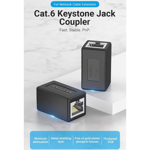 Εικόνα της Vention Shielded Inline Coupler CAT.6 White IPVW0