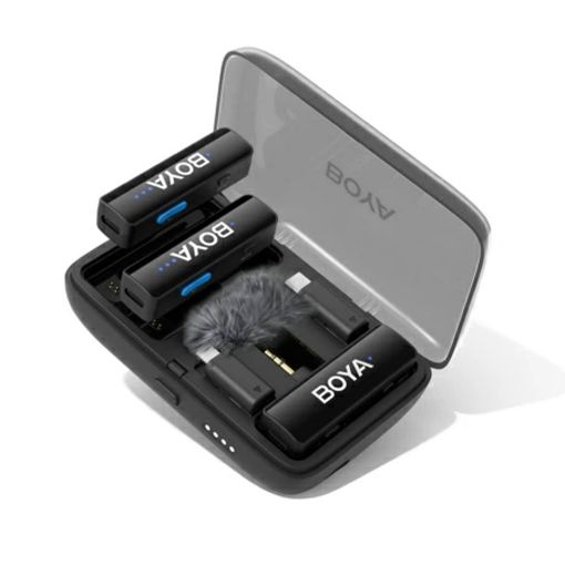 Εικόνα της Boya Boyalink V2 USB-C/ Lightning/ 3.5mm TRS & Charging Case Black