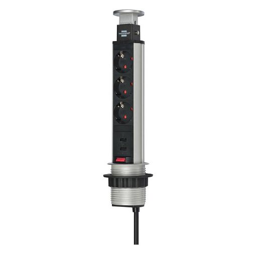 Εικόνα της Πολύπριζο Brennenstuhl Desktop Retractable 3 Θέσεων με Διακόπτη 2m Silver 1396200013