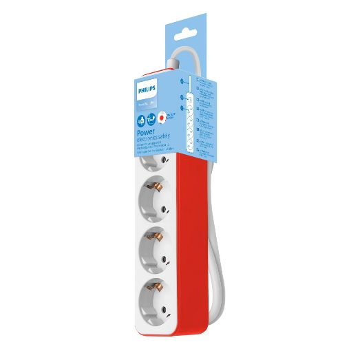 Εικόνα της Πολύπριζο Philips 4 Θέσεων 1.5m Kόκκινο CHP2145R/GRS