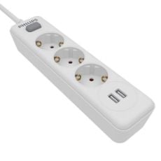 Εικόνα της Πολύπριζο Philips 3 Θέσεων με 2 USB-A Λευκό SPN3032W/GRS