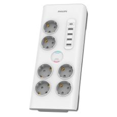 Εικόνα της Πολύπριζο Ασφαλείας Philips 6 Θέσεων με USB-C/ USB-A 2m Λευκό SPN7060WA/GRS