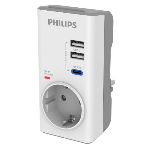 Εικόνα της Μονόπριζο Ασφαλείας Philips USB-C/USB-A Λευκό CHP8010W/GRS