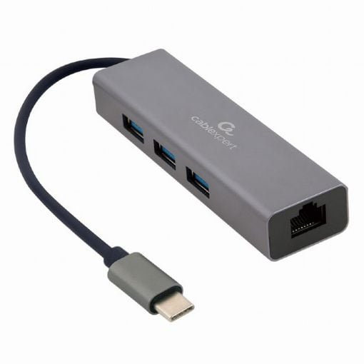 Εικόνα της Adapter Cablexpert USB-C Gigabit Network with 3-Port USB Hub Grey A-CMU3-LAN-01
