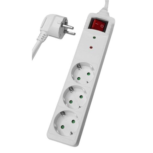 Εικόνα της Πολύπριζο Ασφαλείας Powertech PT-879 3 Θέσεων 1.5m White