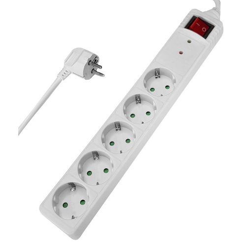 Εικόνα της Πολύπριζο Ασφαλείας Powertech PT-880 5 Θέσεων 1.5m White