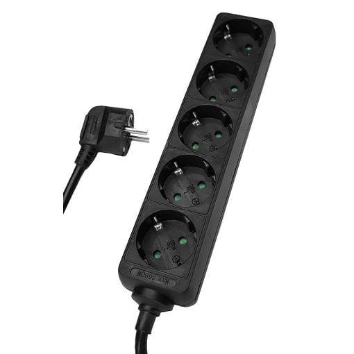 Εικόνα της Πολύπριζο Powertech PT-870 5 Θέσεων 1.5m Black