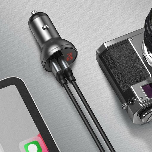 Εικόνα της Φορτιστής Αυτοκινήτου Baseus Digital Display Dual USB 4.8A Grey CCBX-0G