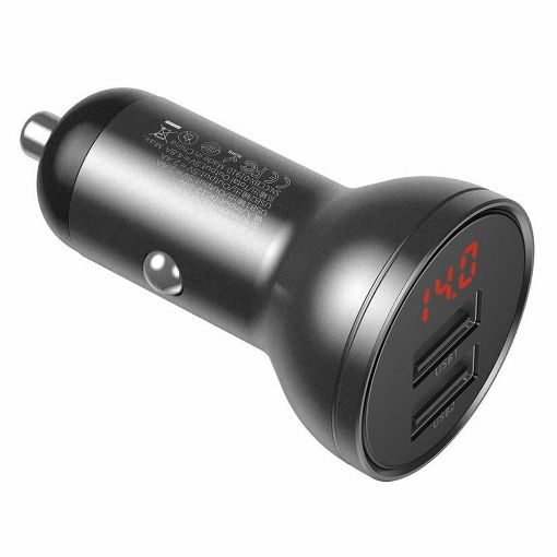 Εικόνα της Φορτιστής Αυτοκινήτου Baseus Digital Display Dual USB 4.8A Grey CCBX-0G