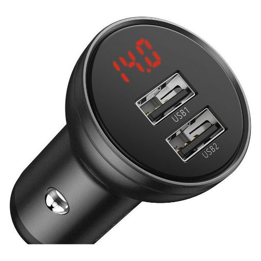 Εικόνα της Φορτιστής Αυτοκινήτου Baseus Digital Display Dual USB 4.8A Grey CCBX-0G