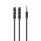 Εικόνα της Καλώδιο Cablexpert Audio 3.5mm Male to Double Audio + Microphone 3.5mm Female 0.2m Μαύρο CCA-417M