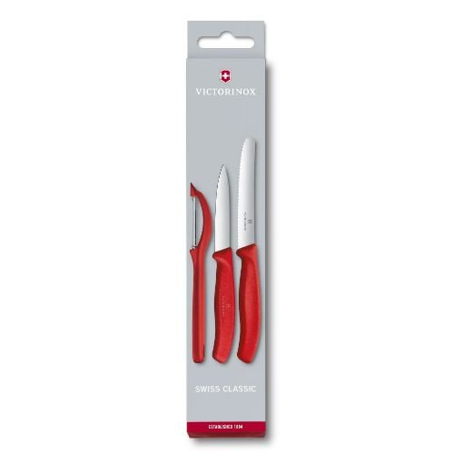 Εικόνα της Σετ Μαχαίρια Victorinox Swiss Classic Paring με Αποφλοιωτή 3τμχ Κόκκινο 6.7111.31
