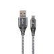 Εικόνα της Καλώδιο Cablexpert USB-A Male to USB-C Male Premium Cotton Braided 2m Gray/White CC-USB2B-AMCM-2M-WB2