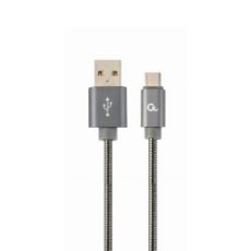 Εικόνα της Καλώδιο Cablexpert USB-A Male to USB-C Male Spiral Braid 1m Metallic Gray CC-USB2S-AMCM-1M-BG