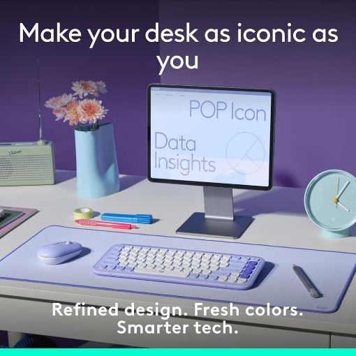Εικόνα της Πληκτρολόγιο Logitech Pop Icon Keys Bluetooth Lilac/Off White 920-013074
