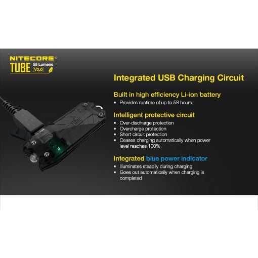 Εικόνα της Φακός Μπρελόκ NiteCore Tube V2.0 Επαναφορτιζόμενος 55lm Green