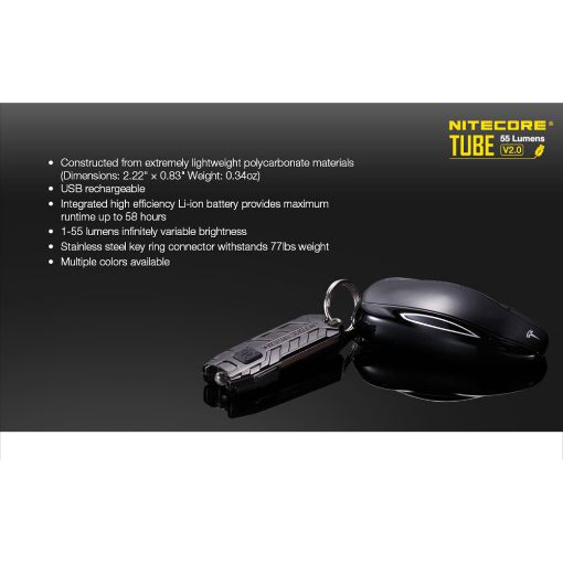 Εικόνα της Φακός Μπρελόκ NiteCore Tube V2.0 Επαναφορτιζόμενος 55lm Blue