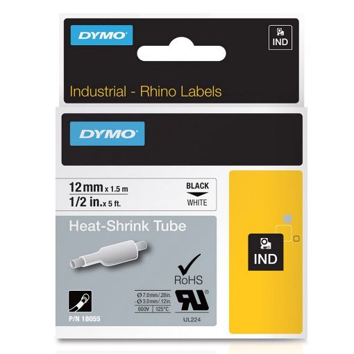 Εικόνα της Ταινία Ετικετογράφου Dymo Rhino Heat Shrink Tubing Black On White 12mm x 1.5m S0718300