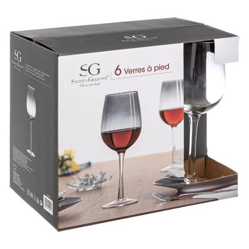 Εικόνα της Σετ Ποτήρια Κρασιού Secret de Gourmet Γυάλινο 410ml 6τμχ Γκρί 154879