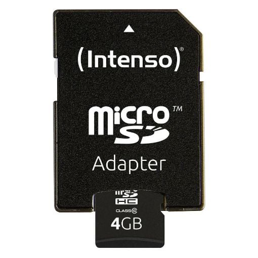 Εικόνα της Κάρτα Μνήμης MicroSDHC Intenso 4GB Class 10 + SD Adapter 3413450