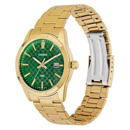 Εικόνα της Ρολόι Casio Collection Standard με Χρυσό Μεταλλικό Μπρασελέ Πράσινο MTP-VD03G-3AUDF