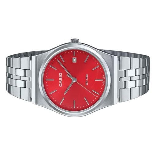 Εικόνα της Ρολόι Casio Collection Standard με Ασημί Μεταλλικό Μπρασελέ Κόκκινο MTP-B145D-4A2VEF