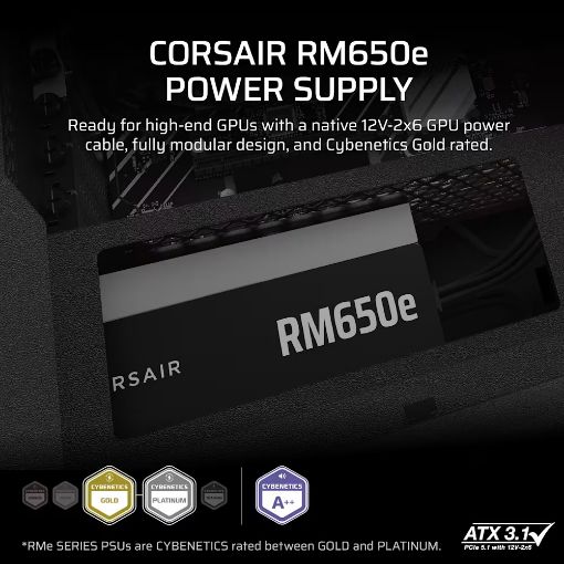 Εικόνα της Τροφοδοτικό Corsair RM650e Full Modular Low Noise 80 Plus Gold 650W CP-9020302-EU
