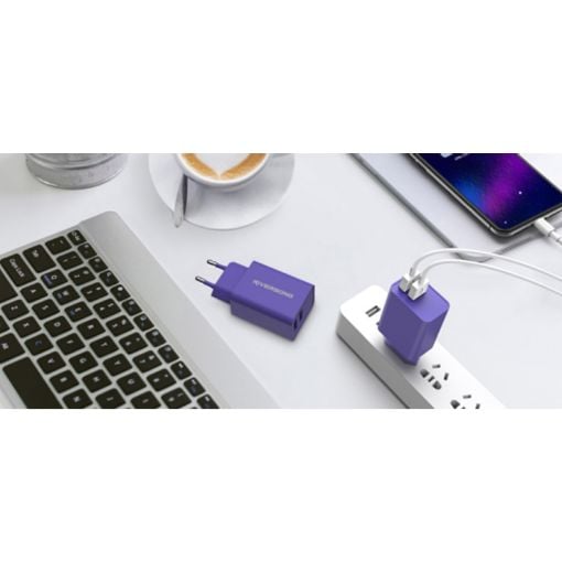 Εικόνα της Φορτιστής Riversong Travel SafeKub D2 Dual USB-A 12W Purple AD29-EUPU