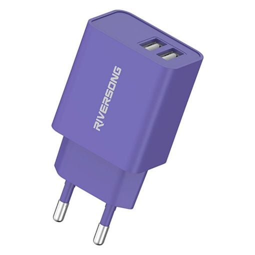 Εικόνα της Φορτιστής Riversong Travel SafeKub D2 Dual USB-A 12W Purple AD29-EUPU
