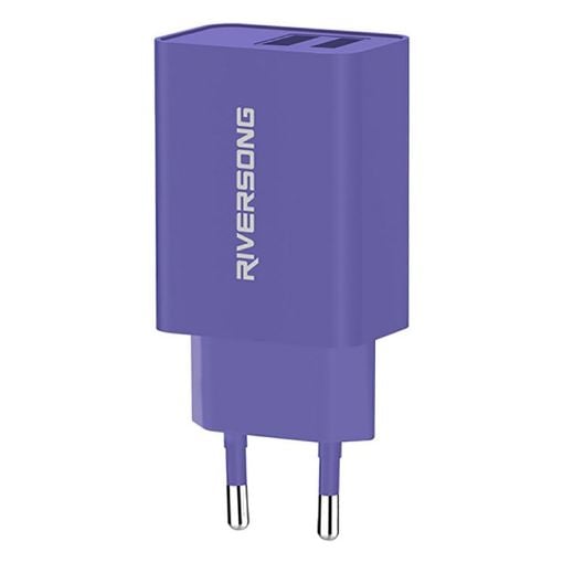 Εικόνα της Φορτιστής Riversong Travel SafeKub D2 Dual USB-A 12W Purple AD29-EUPU