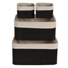 Εικόνα της Σετ Διακοσμητικά Καλάθια H&S Collection με Χερούλια 4τμχ Μαύρο HX9100610