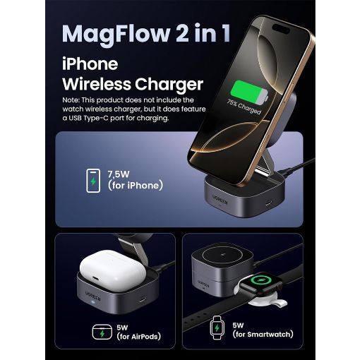 Εικόνα της Φορτιστής Ugreen Magnetic W526 15W Qi Grey 35278