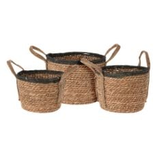 Εικόνα της Σετ Διακοσμητικά Καλάθια H&S Collection με Χερούλια 3τμχ Καφέ MA1000410