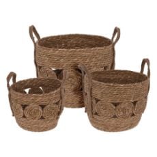 Εικόνα της Σετ Διακοσμητικά Καλάθια H&S Collection με Χερούλια 3τμχ Καφέ KR2002180