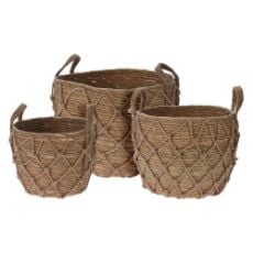 Εικόνα της Σετ Διακοσμητικά Καλάθια H&S Collection με Χερούλια 3τμχ Καφέ KR2002350