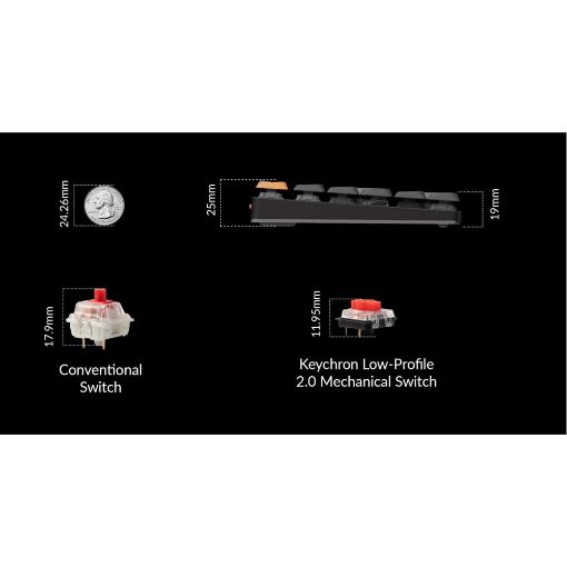 Εικόνα της Πληκτρολόγιο Keychron K1 V6 QMK TKL Wireless RGB Red Switches (US) K1X-B1